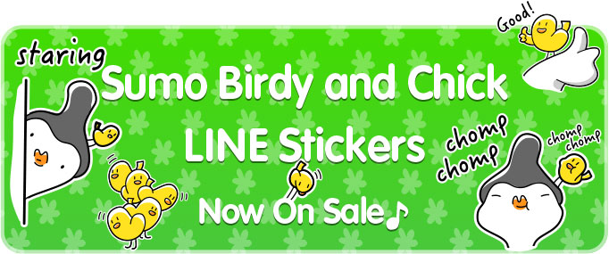 LINE Stickers “Sumo Birdy and Chick” english version banner